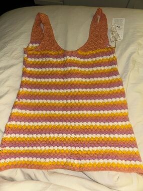 NWT SUNDRESS BRAND VERONICA ACAPULCO COVERUP RESORT WEAR KNIT DRESS SMALL PINK